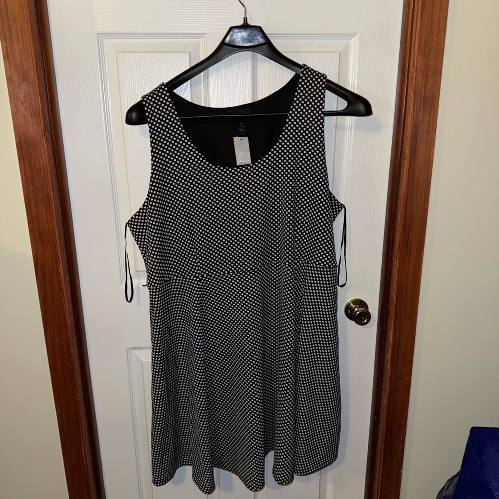 Lane Bryant Black and White Dotted Skater Dress